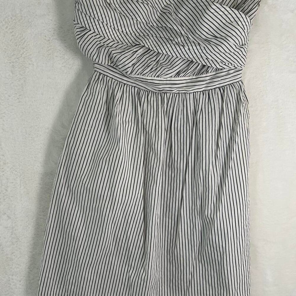 Aryn K Strapless Mini Dress Womens‎ Small Black White Striped Ruched Fit & Flare